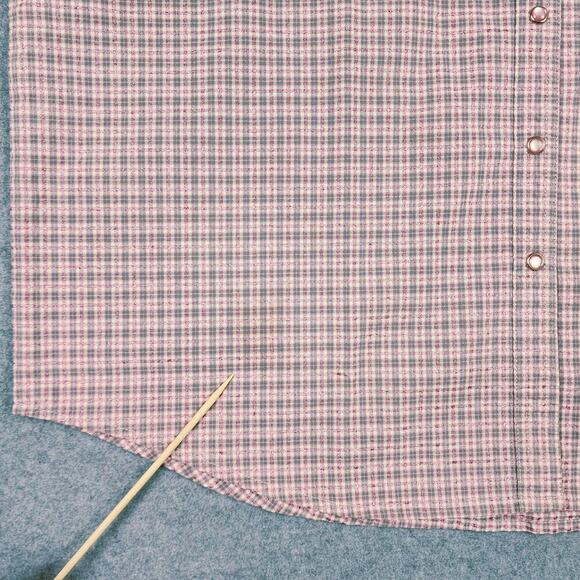 Wrangler Women's Sleeveless Shirt Pearl Snap Pink Plaid Button Up 2 Pockets XL - Picture 5 of 8